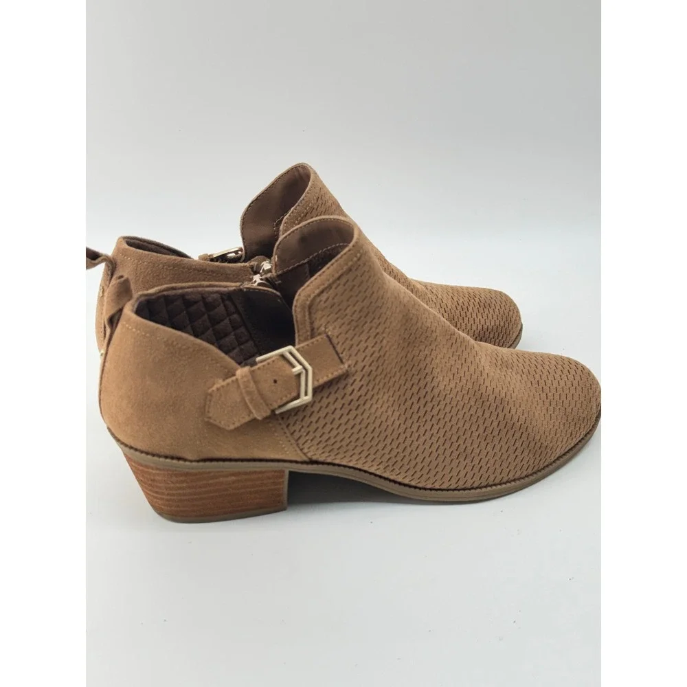 Dr Scholls Ankle Boots Womens 8.5 Brown Perforated Cutout Comfort Booties